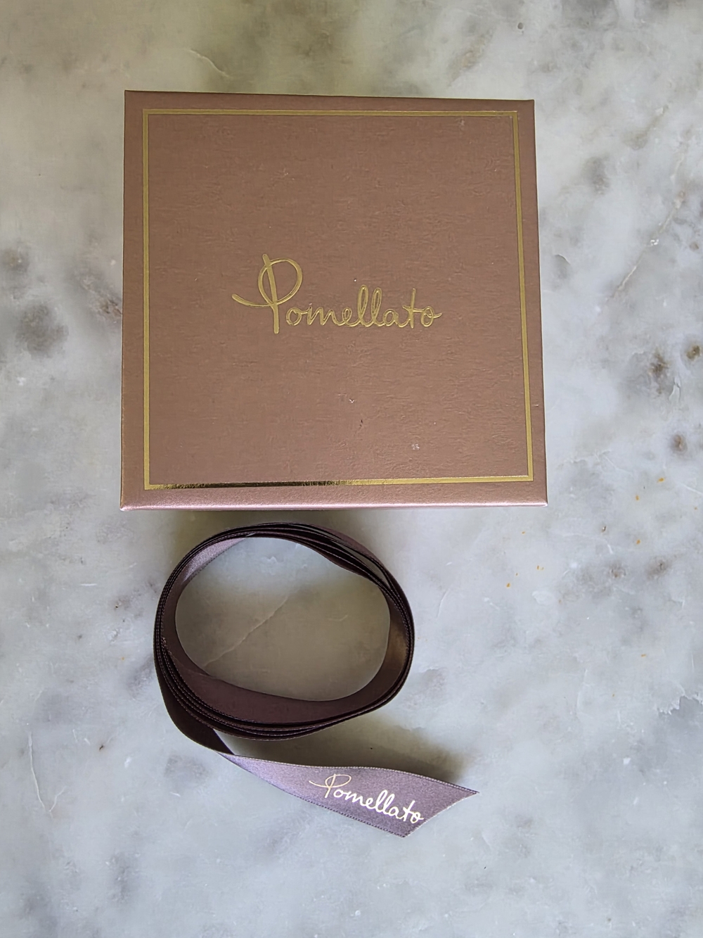 Pomellato Box For Accessories W/Ribbon - Dusty Rose / Mauve (3.5"W X 3.5"H)